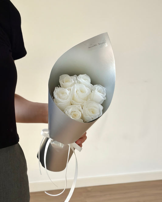 White Rose Preserved Flower Petite